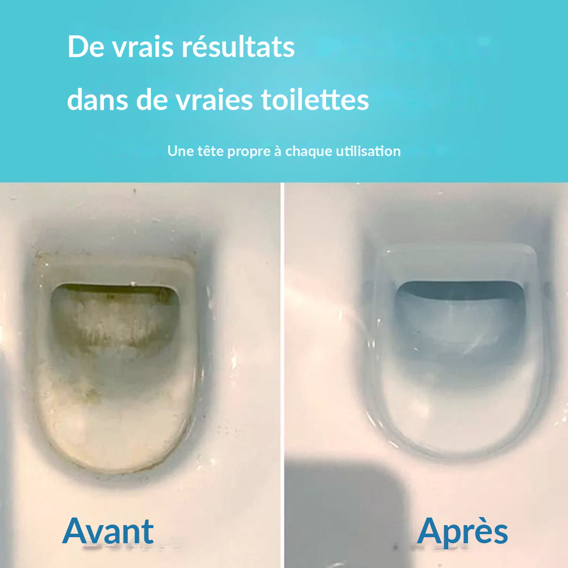 Résultats avant après dans de vraies toilettes